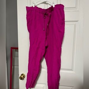 Pink linen joggers